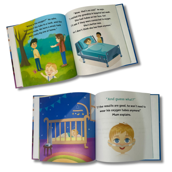 A Tale About My Brother's Tail - Inside page view - sleep apnea and babies on oxygen