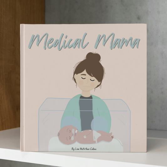 A book titled Medical Mama sitting on a shelf