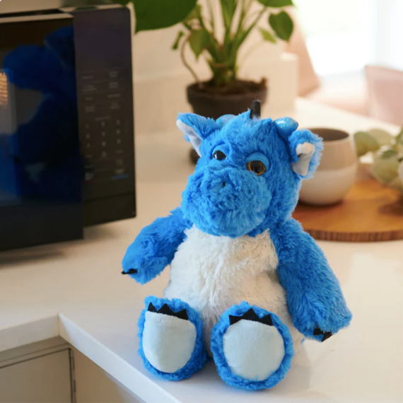 Blue Dragon - Warmies brand heatbag in front of a microwave