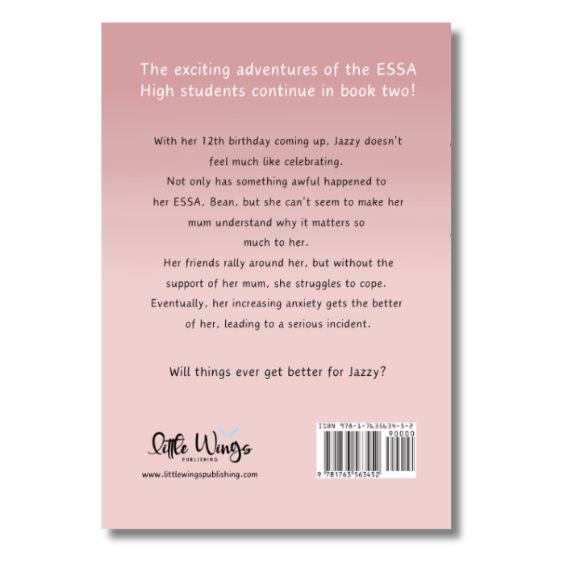 Back cover of Middle-grade fiction book - ESSA High series - Jazzy and Bean