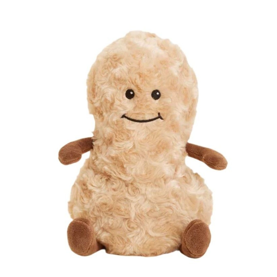 Plush toy resembling a fluffy creature with a smiling face on a white background