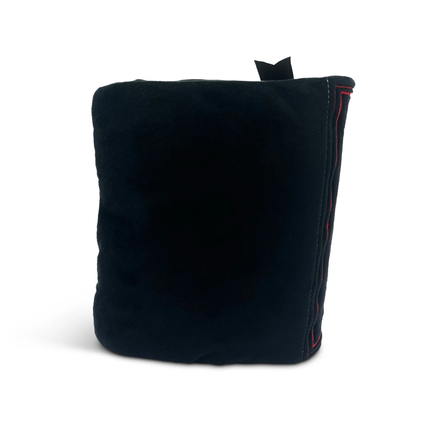 Black zippered pouch on a white background