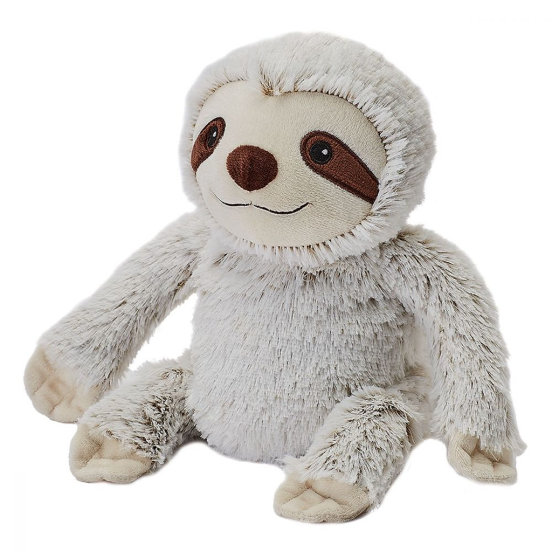 Plush toy sloth on a white background