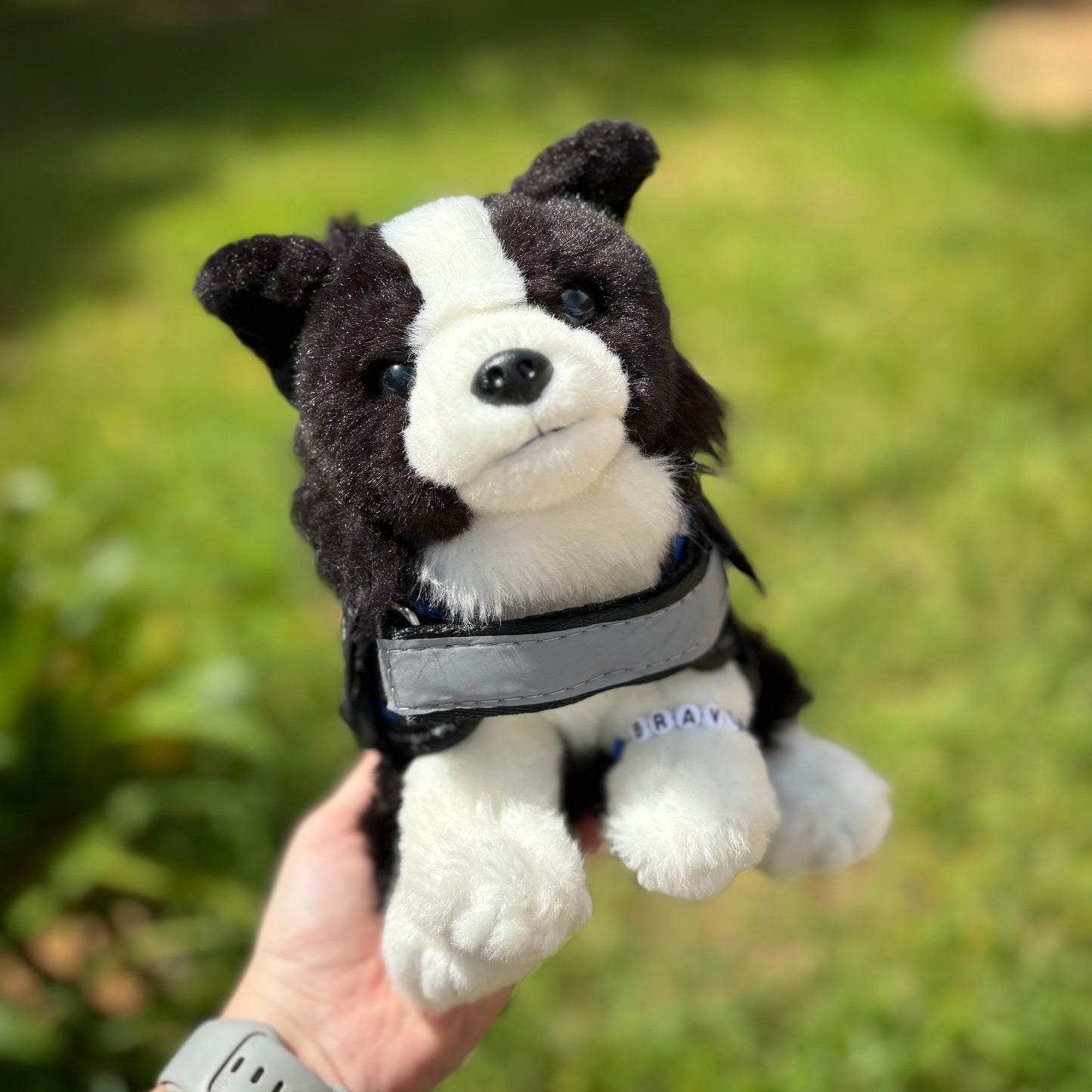 Black and white Boarder Collie Dog -Plushie - ESSA - Living Nature - Emotional Support Stuffed Animal